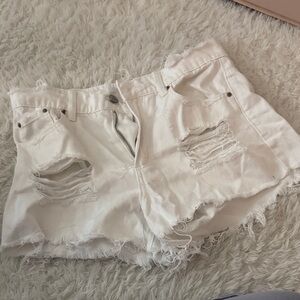 White Distressed Women’s Denim Shorts